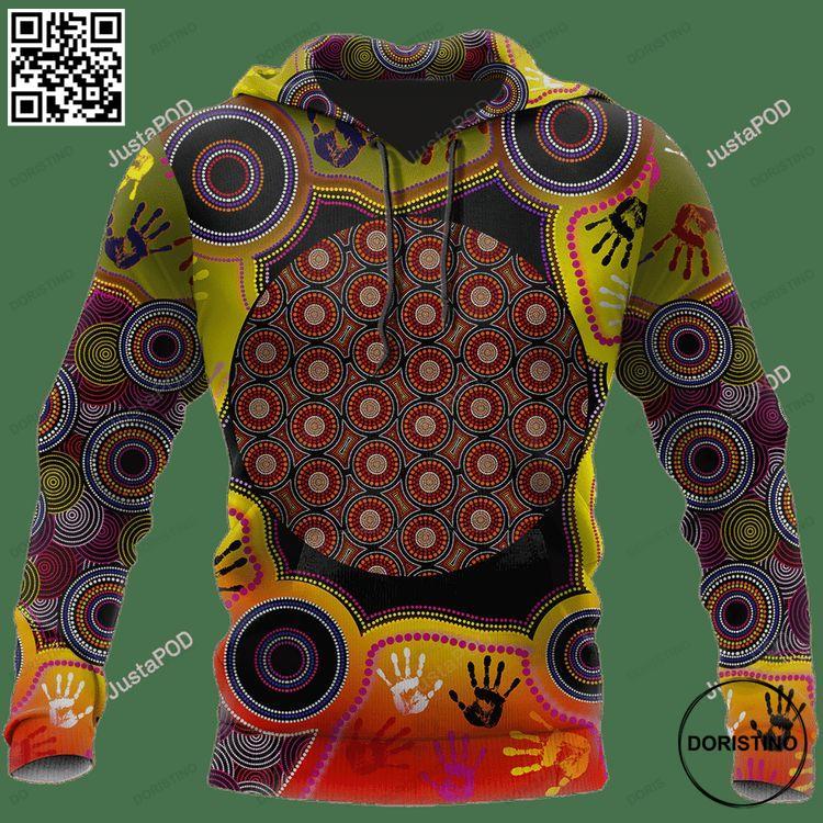 Aboriginal Dot Art Circles Handprint 3d Awesome 3D Hoodie