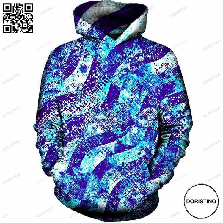 Abstract Blue Waves 3d Ed Limited Edition 3D Hoodie