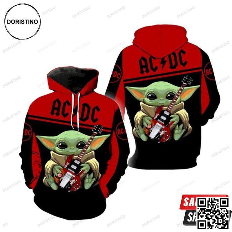 Ac Dc Baby Yoda New Full For Men And Women Awesome 3D Hoodie