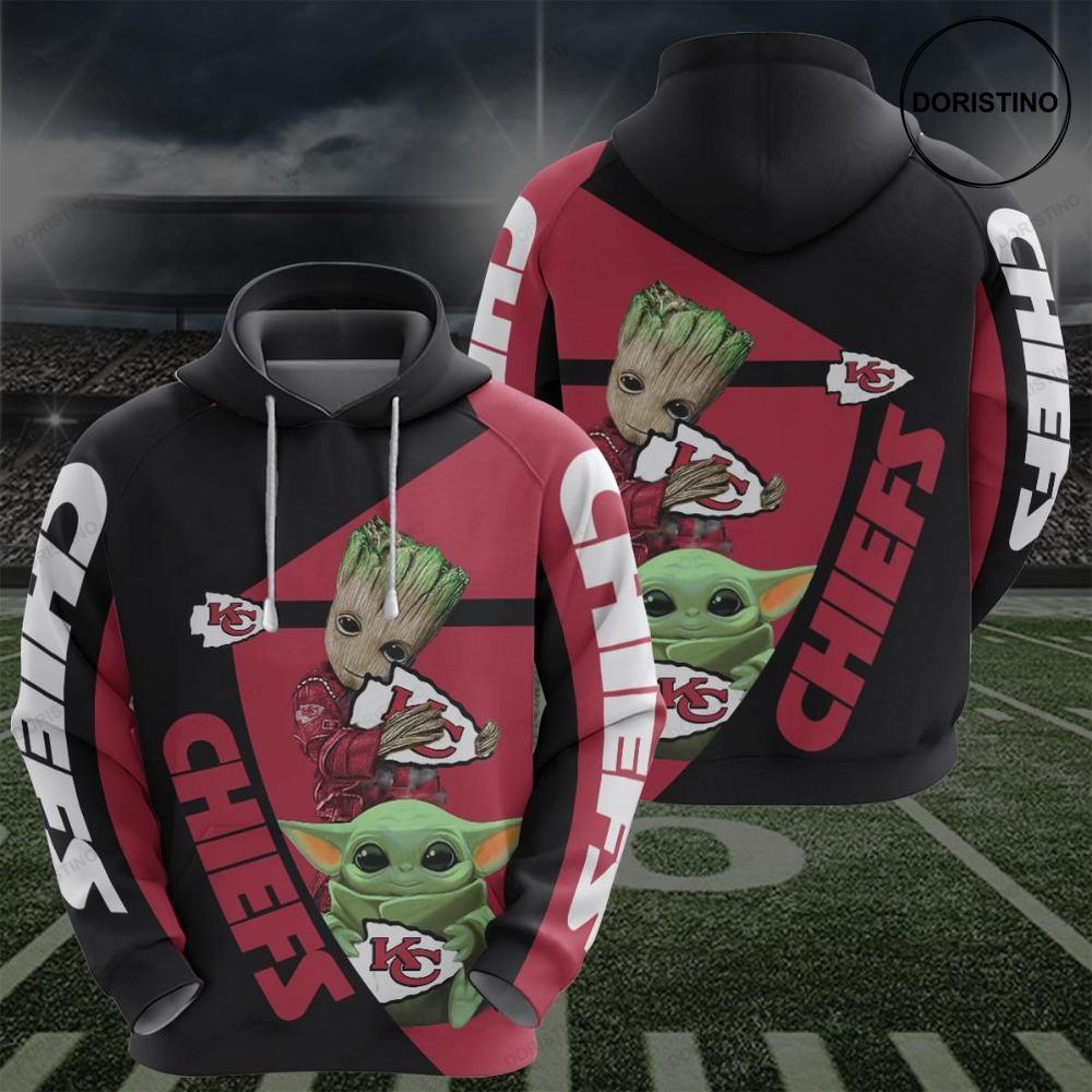 Kansas Chiefs Groot Baby Yoda Awesome 3D Hoodie