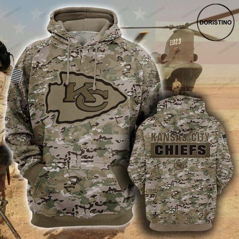 Kansas City Chiefs Camouflage Veteran Cotton All Over Print Hoodie