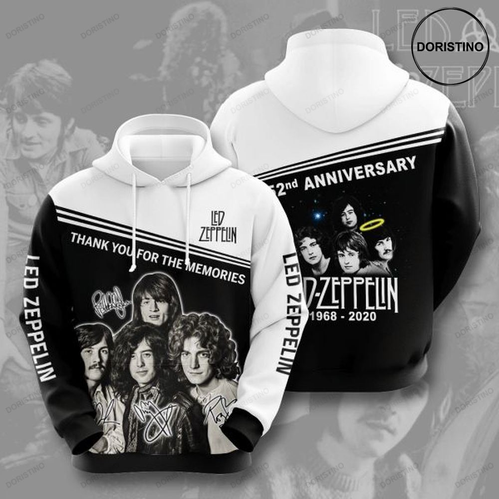 Led Zeppelin 52th Anniversary 1968 2020 Signature Design Gift For Fan Custom Ed Awesome 3D Hoodie