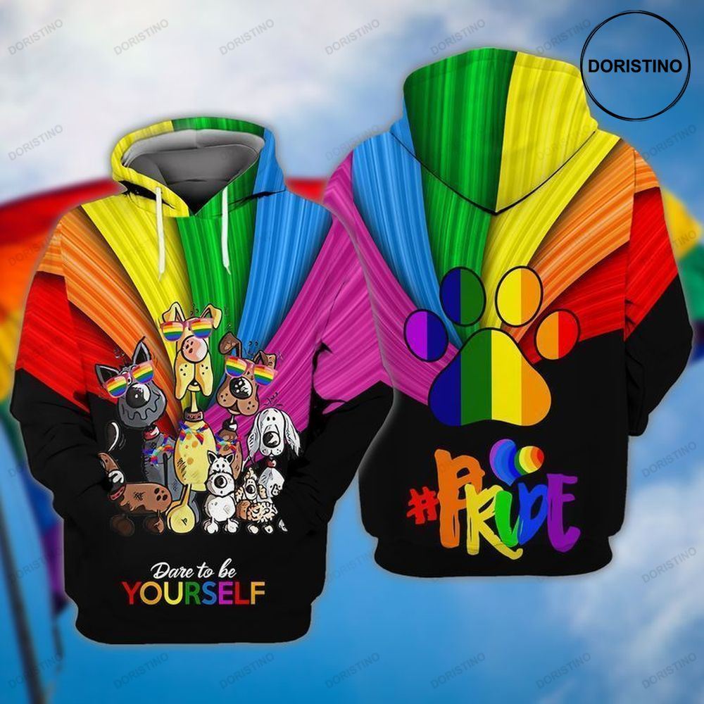 Lgbt Dare To Be Yourself Dogs Lover Awesome 3D Hoodie