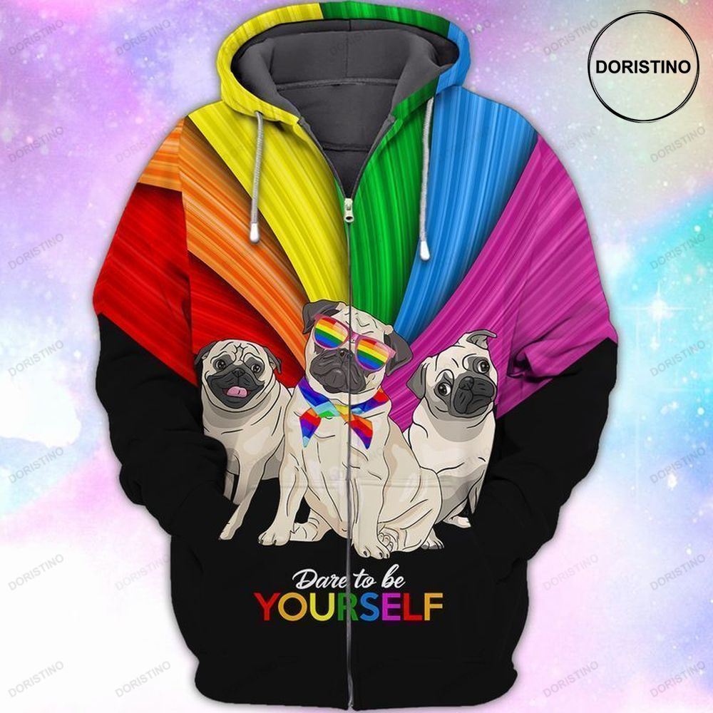 Lgbt Pull Dog Dare To Be Yourself All Over Print Hoodie