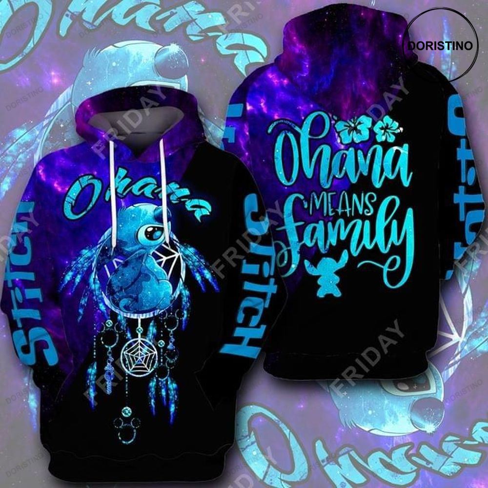 Lilo And Stitch Ohana Means Family Dreamcatcher Galaxy Style All Over Print Hoodie