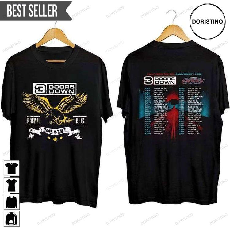 3 Doors Down Away From The Sun Anniversary Tour 2023 Short-sleeve Doristino Limited Edition T-shirts