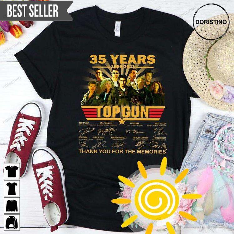 35 Years Of Top Gun Maverick Tom Cruise Signatures Unisex Doristino Limited Edition T-shirts