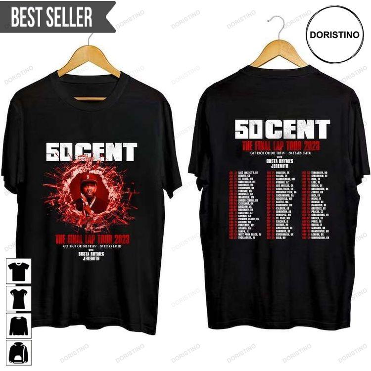 50 Cent The Final Lap Tour 2023 Rapper Concert Short-sleeve Doristino Limited Edition T-shirts