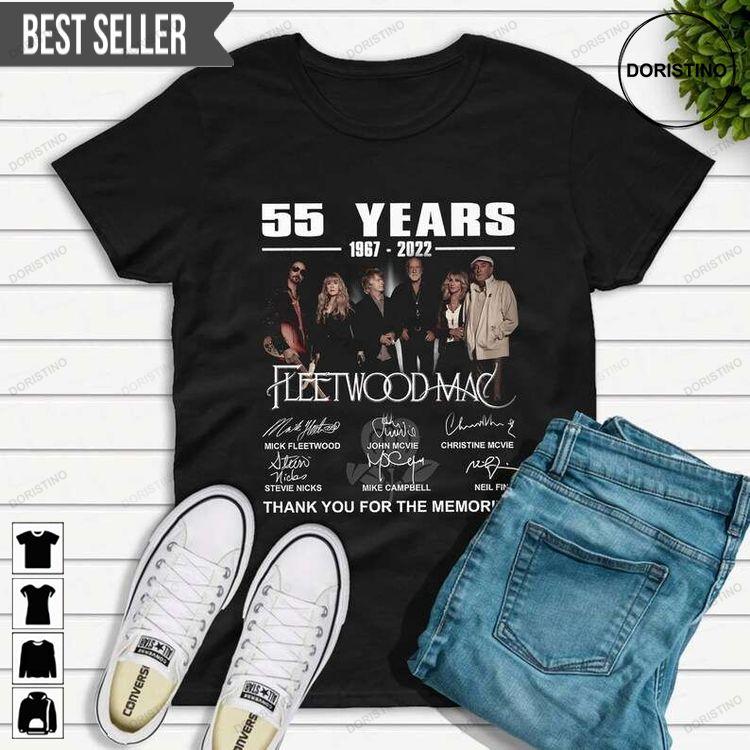 55 Years 1967-2022 Fleetwood Mac Signatures Thank You For The Memories Doristino Limited Edition T-shirts