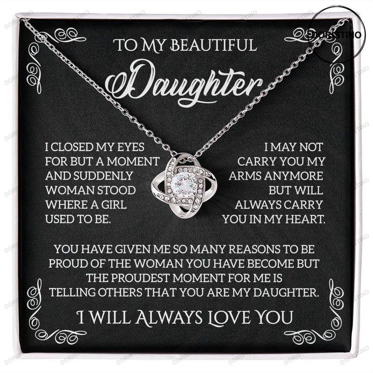 To My Beautiful Daughter Love Knot Necklace Necklace For Daughter From Mom Dad 14k Sentimental Gift Doristino Awesome Necklace