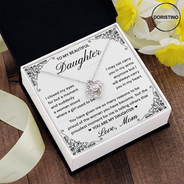 Daughter Gift Necklace – To My Beautiful Daughter Necklace With Box Message  Card – Personalized Jewelry For Daughter, Gift Daughter BT165C – HomeWix