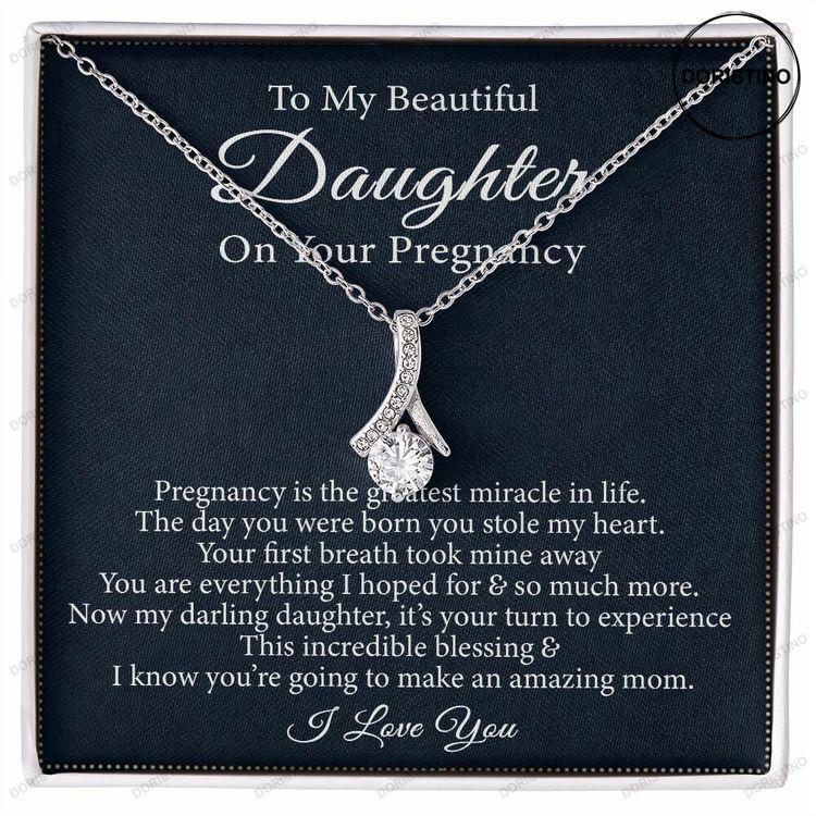 To My Beautiful Daughter On Your Pregnancy Expecting Mother Gifts Present For Expecting Moms Mom To Be Pregnant Woman Doristino Trending Necklace