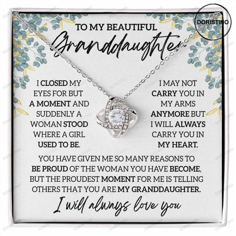 To My Beautiful Granddaughter Granddaughter Gift Granddaughter Necklace Love Knot Necklace Doristino Limited Edition Necklace