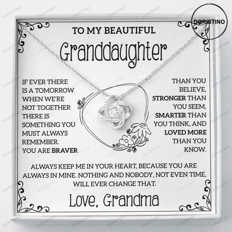To My Beautiful Granddaughter Necklace Love Knot Necklace Granddaughter Gift From Grandam Gift For Her Doristino Limited Edition Necklace