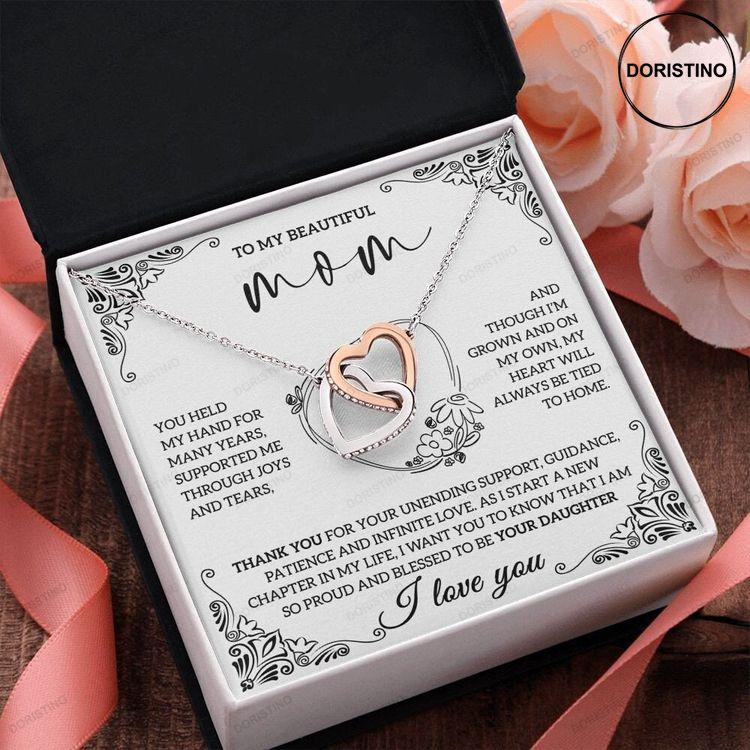 To My Beautiful Mom Gift For Mom From Daughter Jewelry For Mother Interlocking Hearts Necklace Mother's Day Gift Doristino Trending Necklace