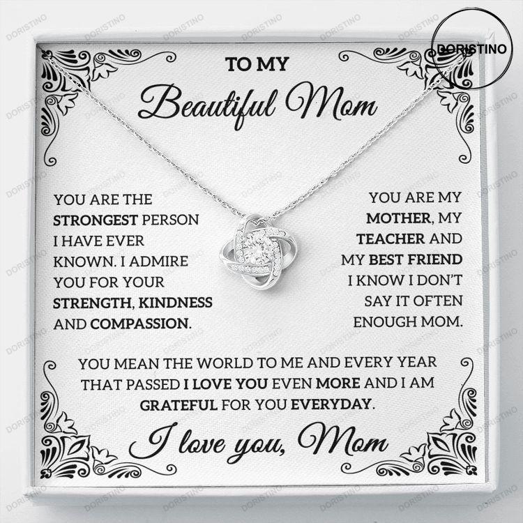 To My Beautiful Mom Necklace Love Knot Necklace Mother Gift Mother Jewelry Doristino Limited Edition Necklace