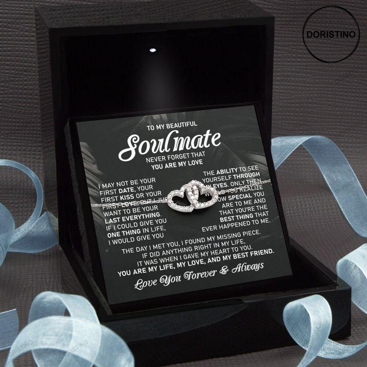 To My Beautiful Soulmate Interlocking Heart Bracelet Gift Doristino Limited Edition Necklace