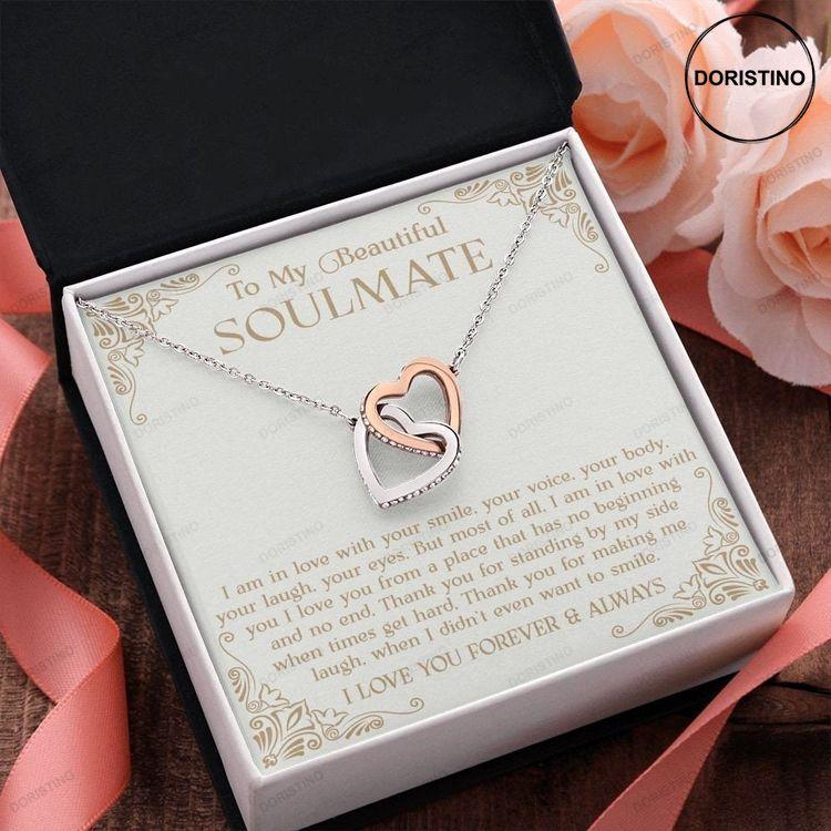 To My Beautiful Soulmate Necklace Interlocking Hearts Necklace Soulmate Gift Gift For Wife Girlfriend Gift For Her Doristino Limited Edition Necklace