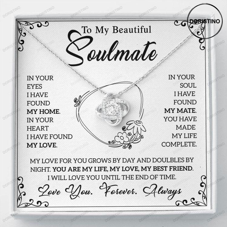 To My Beautiful Soulmate Necklace Love Knot Necklace Soulmate Gift Gift For Wife Girlfriend Necklace For Her Doristino Trending Necklace