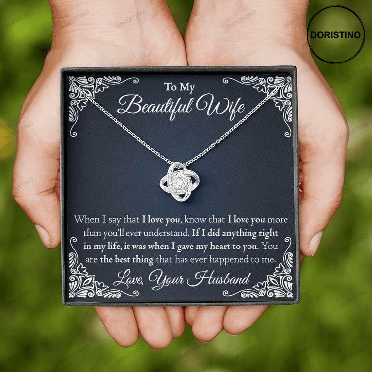 To My Beautiful Wife Necklace With Message Card Doristino Awesome Necklace