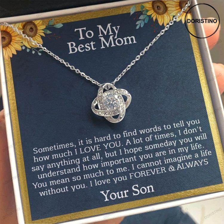 To My Best Mom Necklace Love Knot Necklace Gift For Mom From Son Mother Jewelry Doristino Trending Necklace