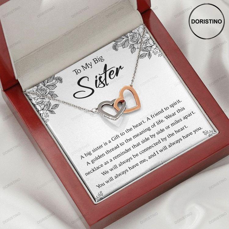 To My Big Sister Necklace With Meaningful Message Card Interlocking Heart Necklace Doristino Trending Necklace