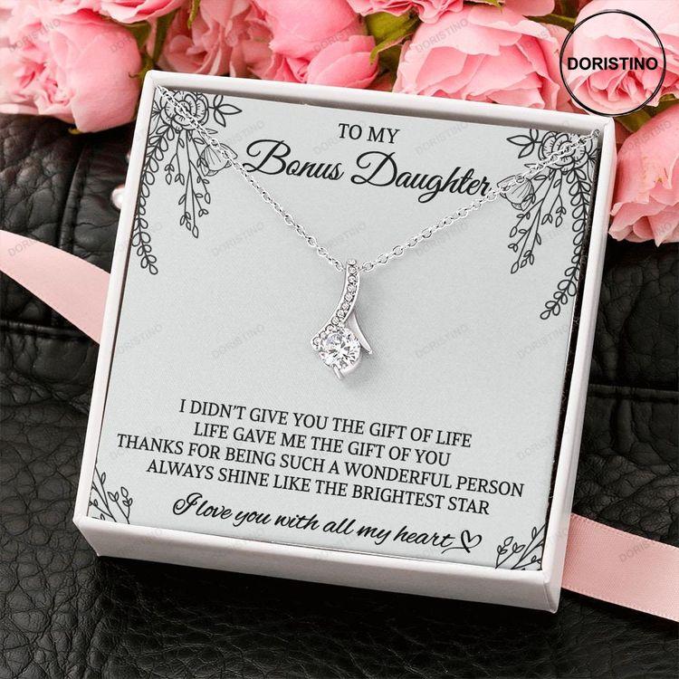 To My Bonus Daughter Bonus Daughter Gift Alluring Beauty Necklace 14k White Gold Gift Doristino Limited Edition Necklace