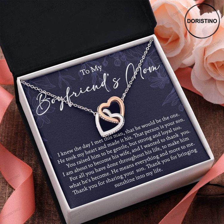To My Boyfriend's Mom Gift Interlocking Heart Necklace With Love Message Card Doristino Limited Edition Necklace