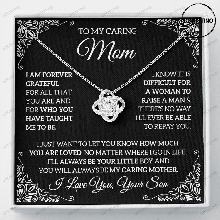 To My Caring Mom Gift From Son Mom Gift Mom Necklace Love Knot Necklace Doristino Trending Necklace
