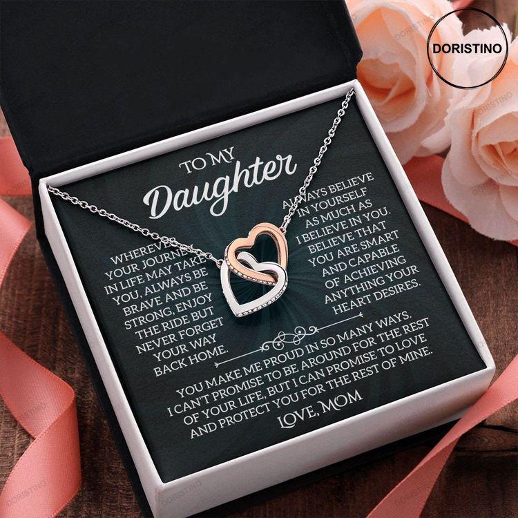 To My Daughter From Mom Interlocking Heart Necklace With Meaningful Message For Daughter Doristino Limited Edition Necklace
