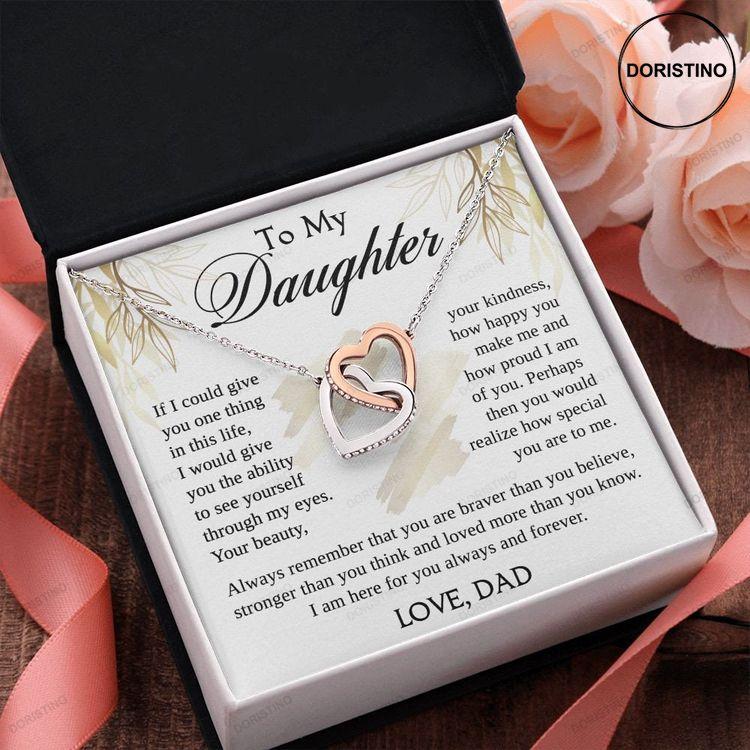 To My Daughter Gift From Dad Interlocking Heart Necklace With Meaningful Message Card Doristino Awesome Necklace