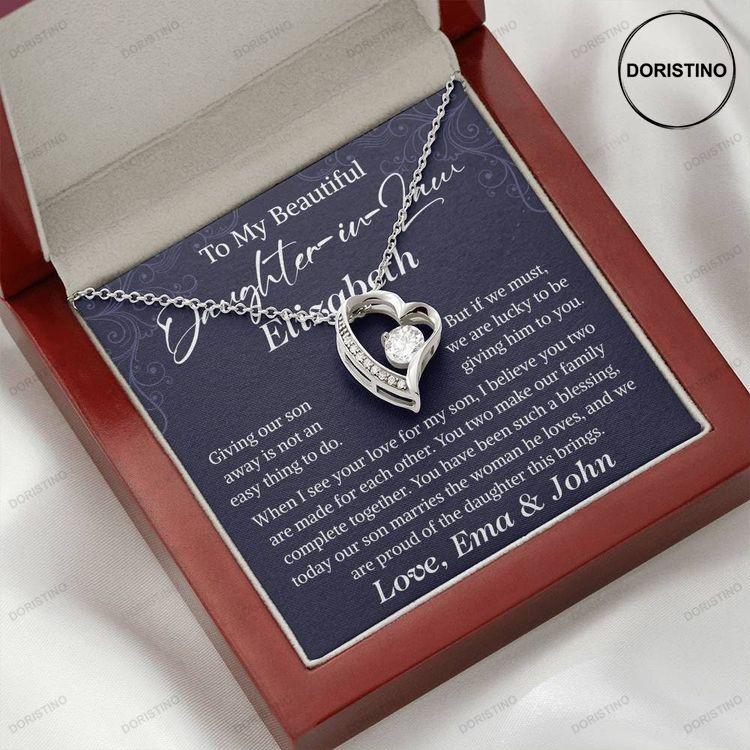 To My Daughter In Law Custom Necklace Gift With Meaningful Message Doristino Trending Necklace