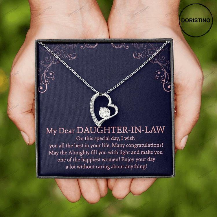 To My Daughter In Law Gift Love Necklace With Meaningful Message Gift For Bride Doristino Awesome Necklace