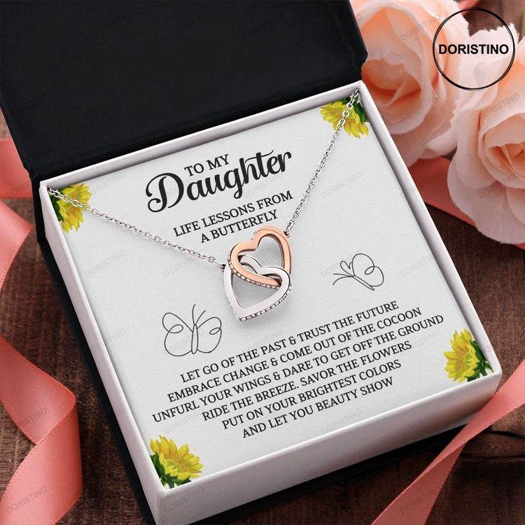 To My Daughter Jewelry Gift Interlocking Hearts Necklace With Message Card Doristino Awesome Necklace
