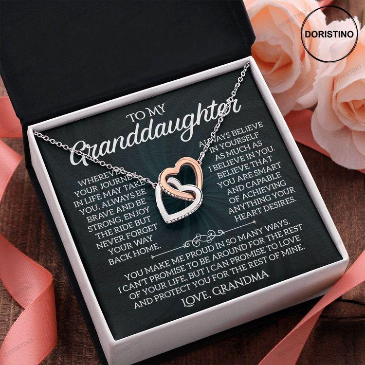 To My Granddaughter From Grandma Interlocking Heart Necklace With Love Message Card Doristino Awesome Necklace