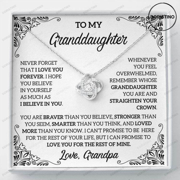 To My Granddaughter Gift For Granddaughter From Grandpa Granddaughter Jewelry Granddaughter Necklace Love Knot Necklace Doristino Trending Necklace
