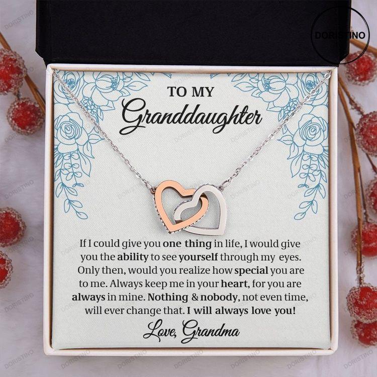 To My Granddaughter Granddaughter Gift Gift From Grandma Interlocking Hearts Necklace Doristino Limited Edition Necklace