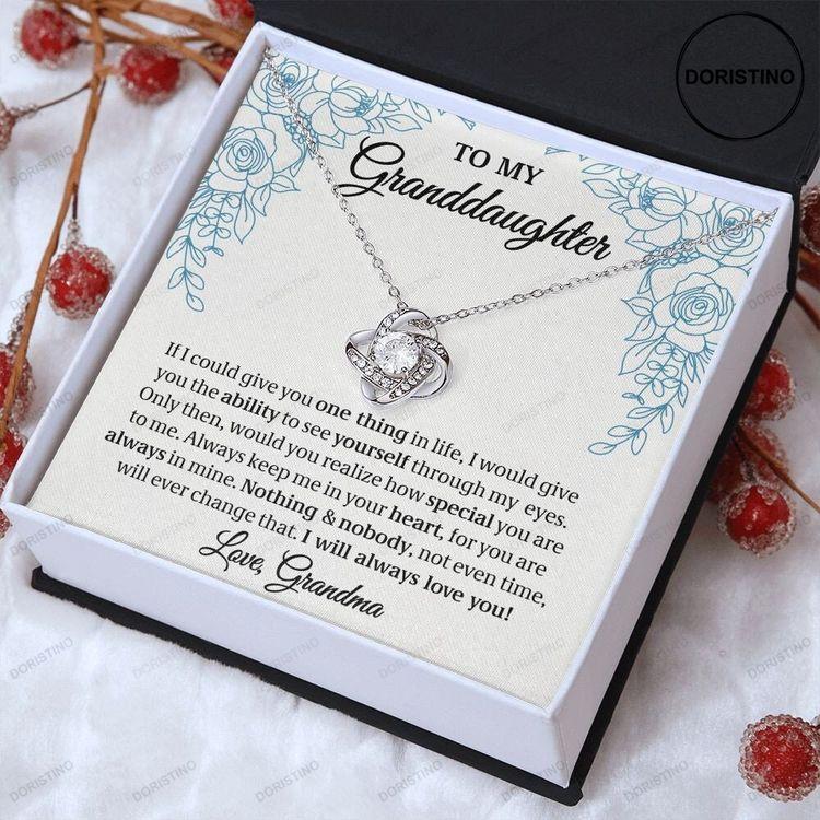 To My Granddaughter Granddaughter Gift Gift From Grandma Love Knot Necklace 14k White Gold Gift Doristino Awesome Necklace