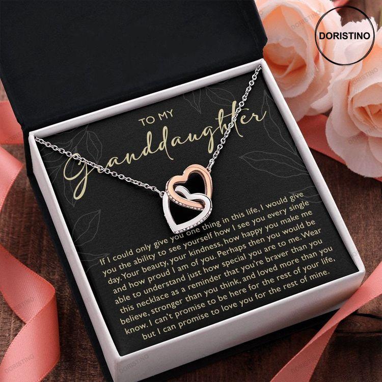 To My Granddaughter Necklace And Love Message Card From Grandma Grandpa Interlocking Heart Necklace Doristino Trending Necklace