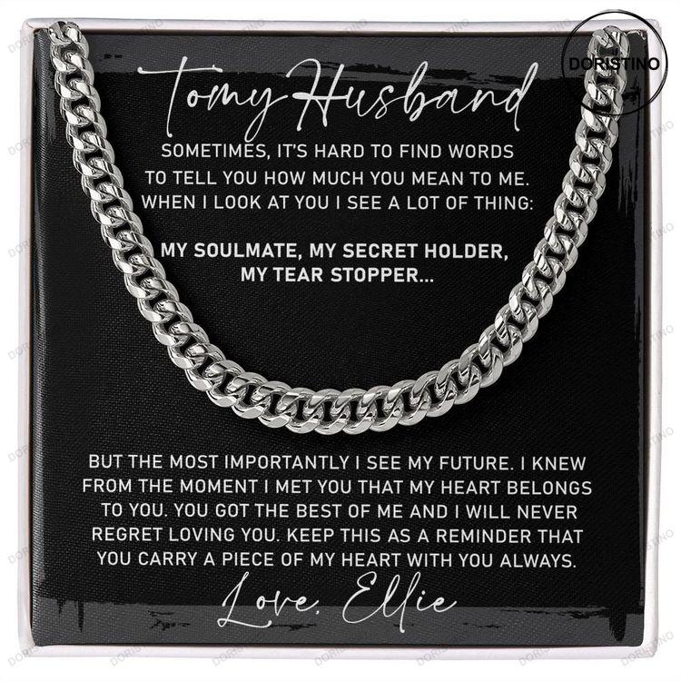 To My Husband Cuban Chain Necklace Husband Gift Husband Birthday Gift Anniversary Gift For Husband Father's Day Gifts Doristino Awesome Necklace