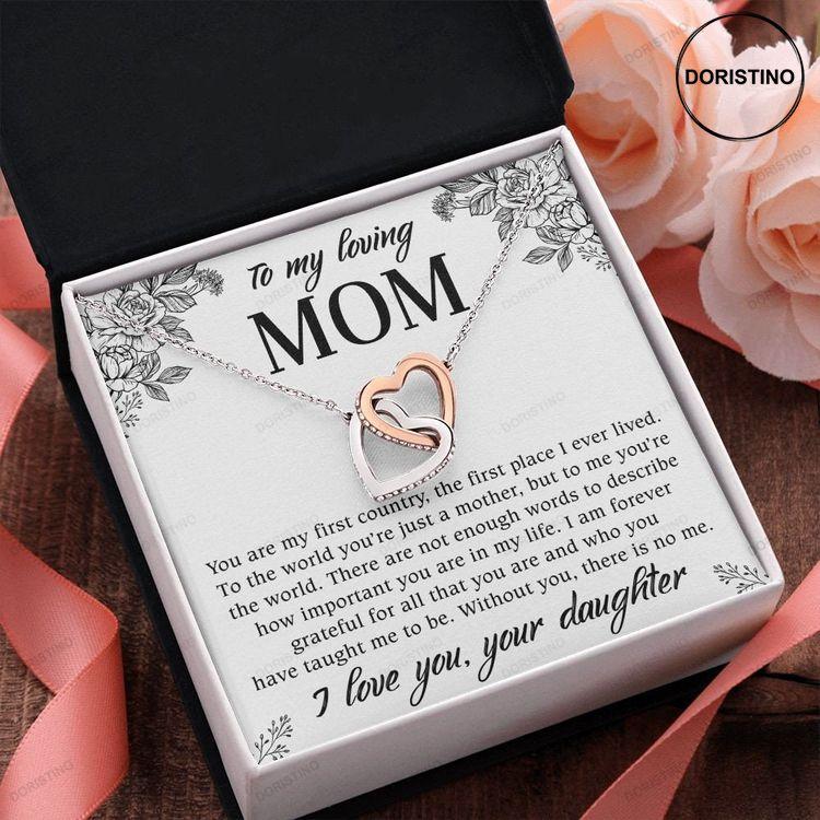 To My Loving Mom Interlocking Heart Necklace Gift With Message Card Doristino Awesome Necklace