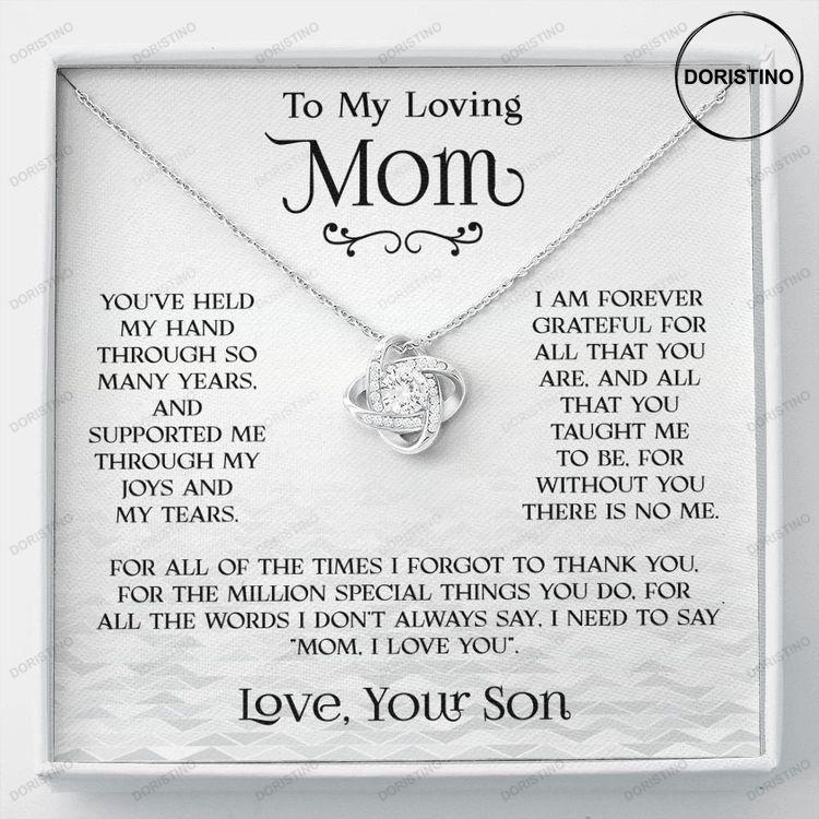 To My Loving Mom Mom Gift Mom Necklace Love Knot Necklace Gift From Son Mom Jewelry Doristino Trending Necklace