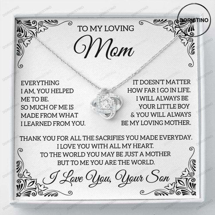 To My Loving Mom Necklace Love Knot Necklace Gift For Mom From Son Mother's Day Jewelry Gifts Doristino Awesome Necklace