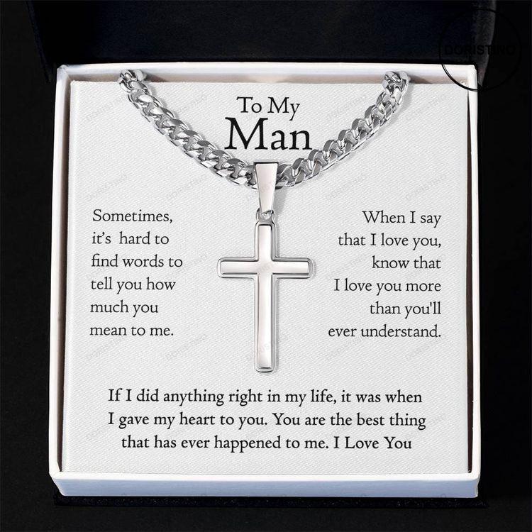 To My Man Artisan Cross Necklace Gift Gift Box With Card For My Man Doristino Limited Edition Necklace