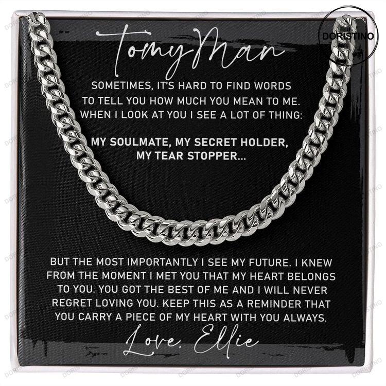 To My Man Cuban Chain Necklace Husband Gift Husband Birthday Gift Anniversary Gift For Husband Father's Day Gifts Doristino Limited Edition Necklace