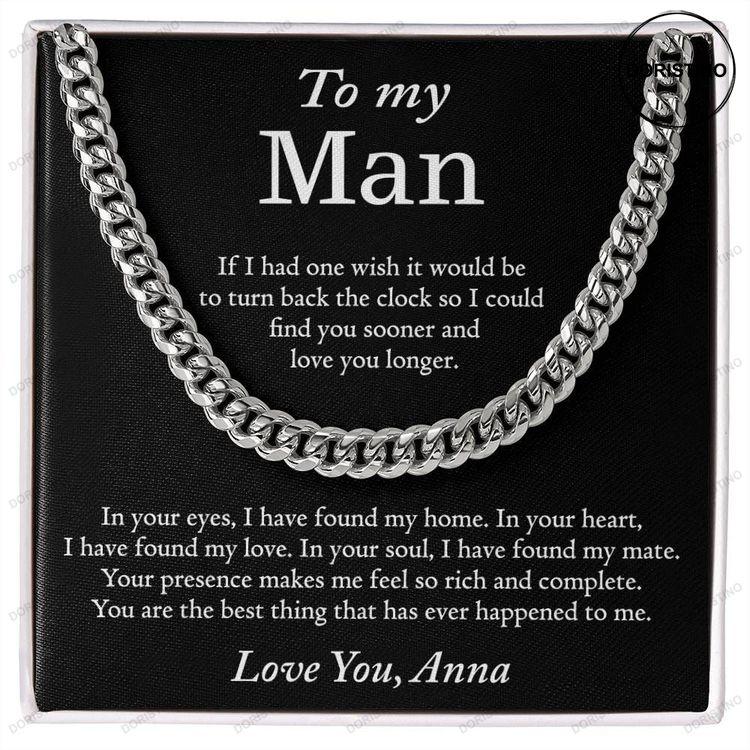 To My Man Cuban Chain Necklace With Custom Message Card Doristino Trending Necklace