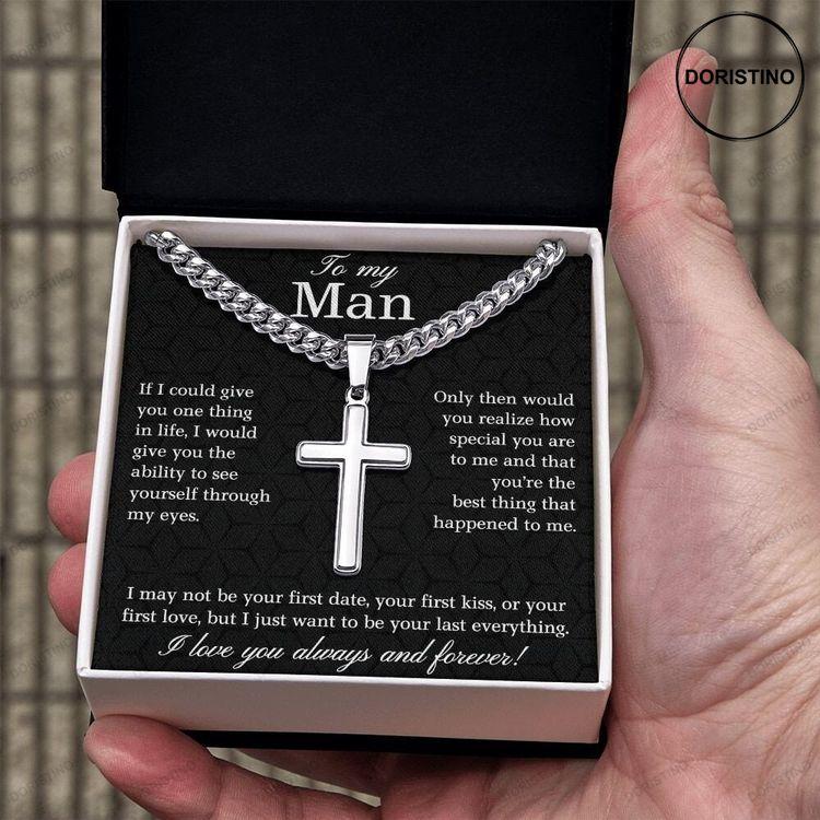 To My Man Cuban Chain With Artisan Cross Necklace Doristino Limited Edition Necklace