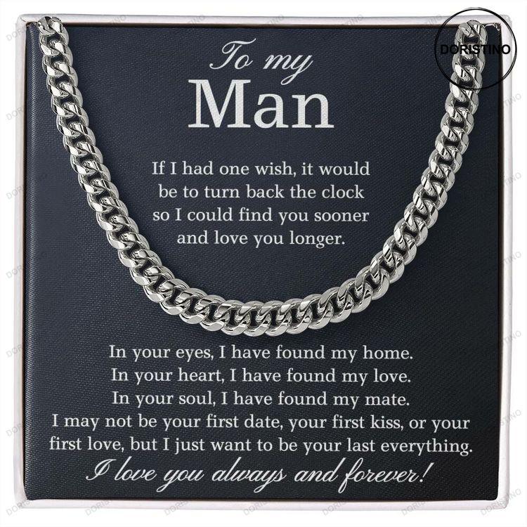 To My Man Cuban Link Chain Necklace With Love Message From His Woman Doristino Awesome Necklace