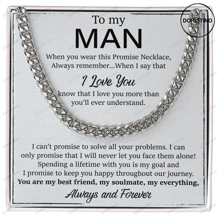 To My Man Gift Man Jewelry Gift From His Woman Fathers Day Gift For Man Polished Stainless Steel And 14k Yellow Gold Over Stainless Steel Doristino Trending Necklace