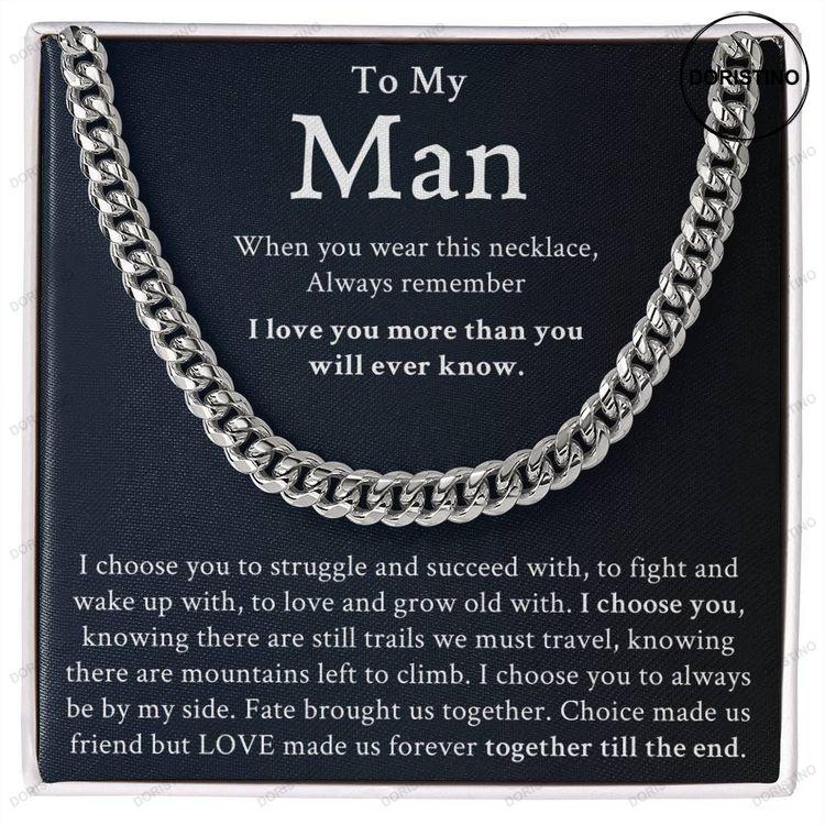 To My Man Man Necklace With Love Message Card For Our Anniversary Doristino Limited Edition Necklace